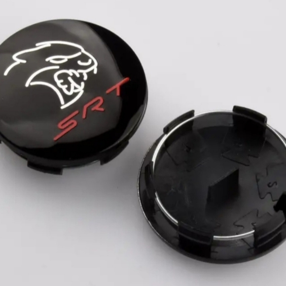 4 SRT Or HELLCAT 63mm Wheel Rim Center caps SEE ALL COLOR CHOICES - Picture 1 of 11